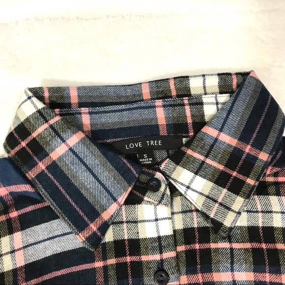 Plaid Long Sleeve Button Down Mini Dress in Blue - Picture 8 of 14